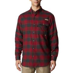 Columbia Men's PHG Sharptail Flannel Long Sleeve Shirt - Red Jasper Plaid - M