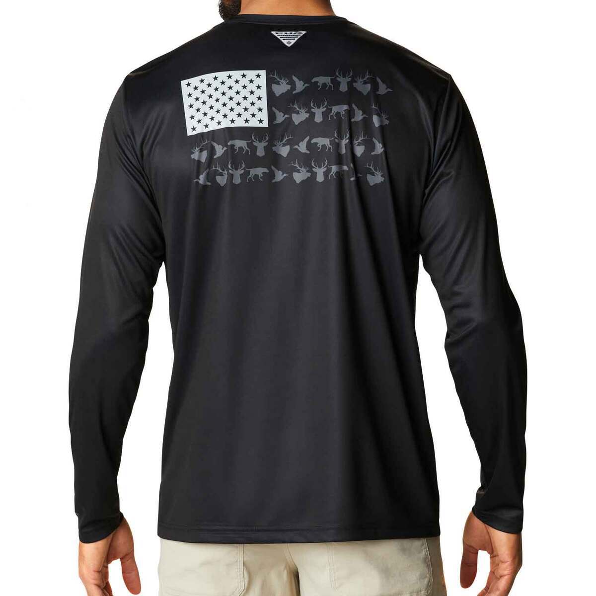 Columbia Men's PHG Terminal Shot Game Flag Long Sleeve Shirt - Black - XL -  Black XL