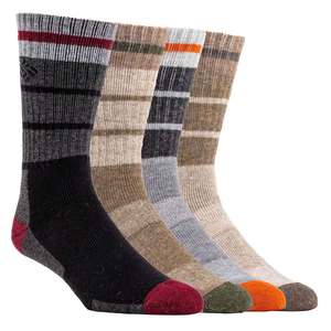 Columbia Men's Stripe 4 Pack Casual Socks - Brown/Black - L