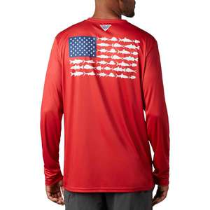 Columbia Men's Terminal Tackle PFG Fish Flag Long Sleeve Shirt - Red Spark