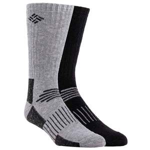 Columbia Men's Wool 2 Pack Casual Socks - Black/Gray - L