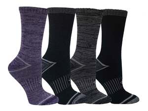 Columbia Women's Moisture Control Space Dye 4-Pack Hiking Socks - Plum/Black - M