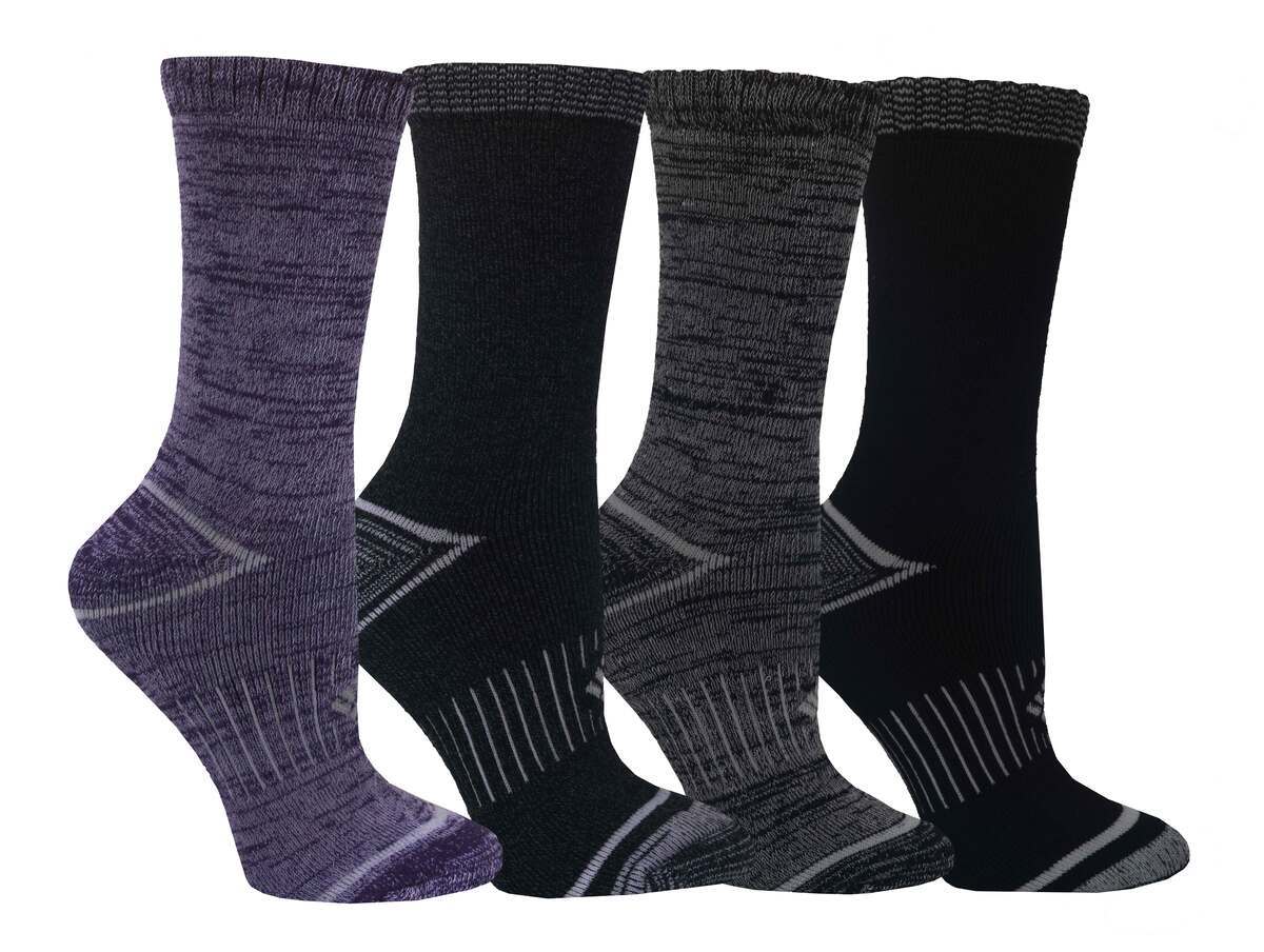 Columbia Women's Moisture Control Space Dye 4-Pack Hiking Socks - Plum/Black - M - Plum/Black M Columbia Women's Moisture Control Space Dye 4-Pack Hiking Socks - Plum/Black - M - Plum/Black M