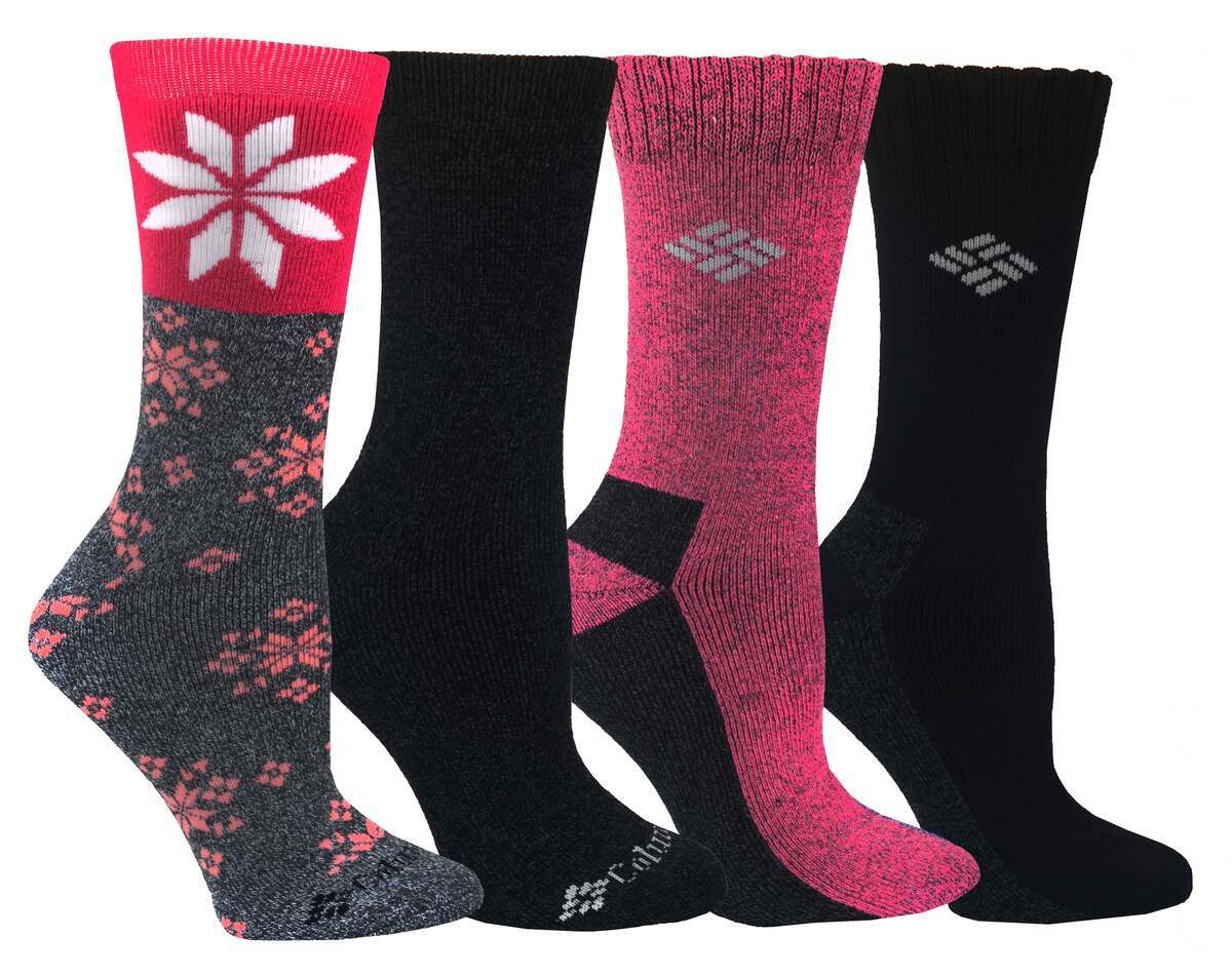 Columbia Women's Moisture Control Winter Solstice 4-Pack Hiking Socks - Pink/Grey - M - Pink/Grey M Columbia Women's Moisture Control Winter Solstice 4-Pack Hiking Socks - Pink/Grey - M - Pink/Grey M