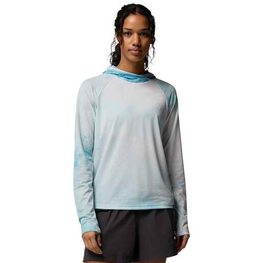 Columbia Women’s PFG Uncharted II Cloud Hooded Long Sleeve Fishing Shirt – Marine Light/Cloud Dye S