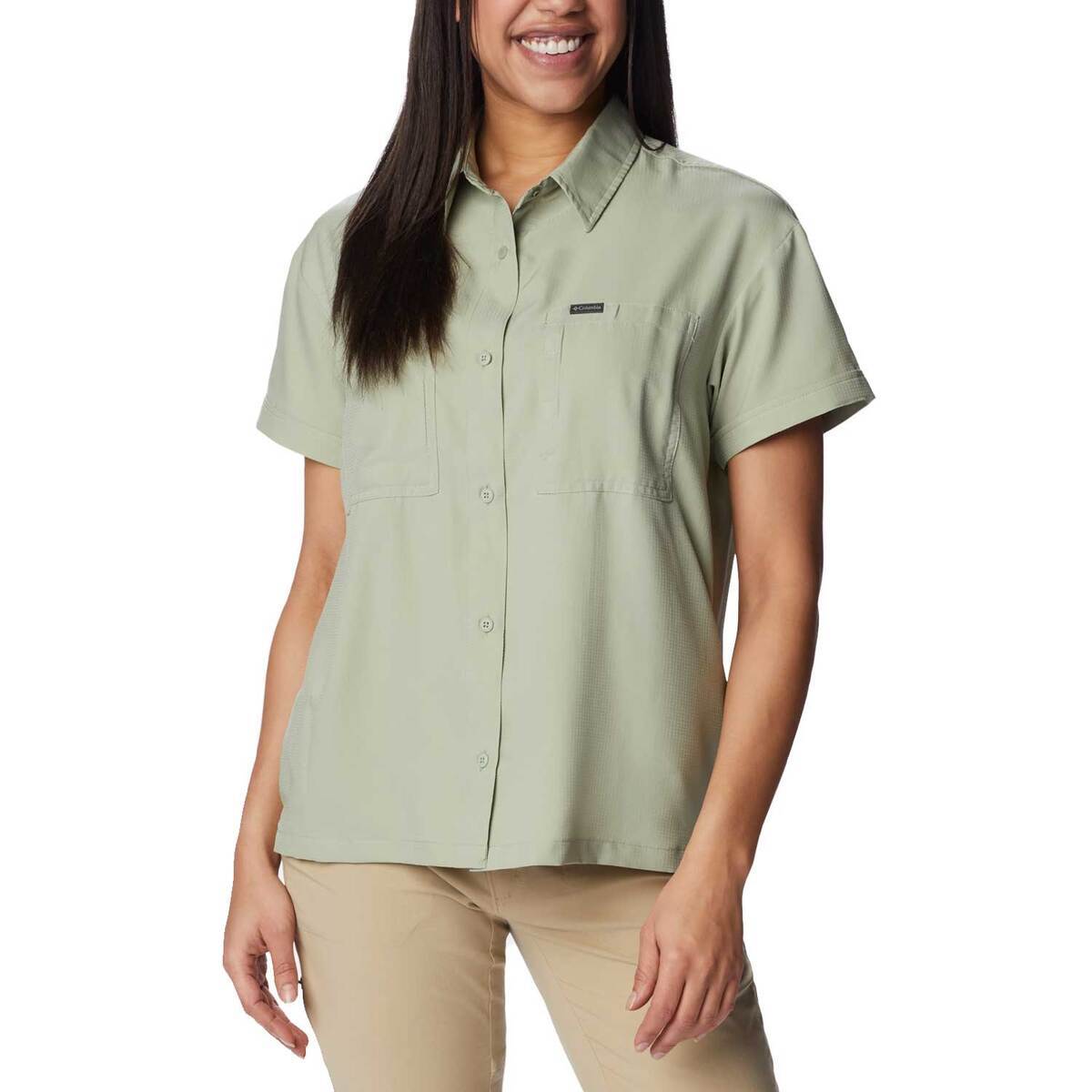 Columbia Men's Scenic Ridge Short Sleeve Shirt - 100% Cotton, Regular Fit, Chest Pockets, Cleaning Patch