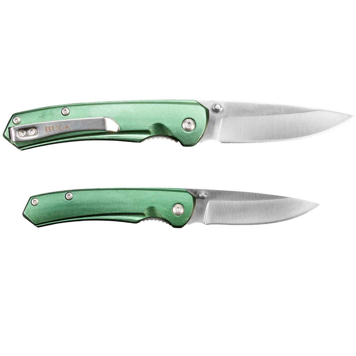 Buck Knives 128 and 129 Folding Knife Combo Collector's Tin - Green Buck Knives 128 and 129 Folding Knife Combo Collector's Tin - Green