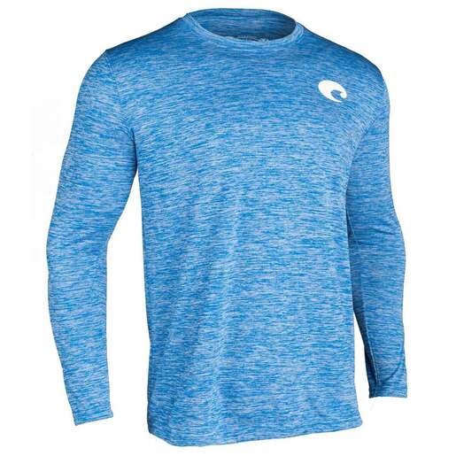 Costa Del Mar Men's Technical Catonic Crew Long Sleeve Shirt - Royal Blue Heather L - Costa
