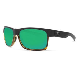 Costa Half Moon Polarized Sunglasses - Black Shiny Tort/Green Mirror