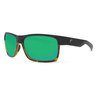 Costa Half Moon Polarized Sunglasses - Black Shiny Tort/Green Mirror - Adult