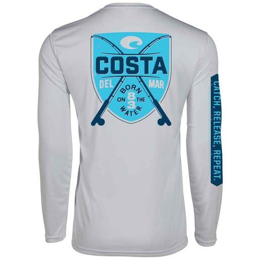 Costa Men's Tech Reeling Long Sleeve Casual Shirt - Pearl Grey XXL - Costa