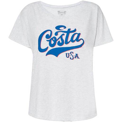 Costa Women's Americana Script Short-Sleeve Shirt - Heather White L - Costa