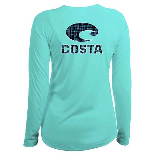 Costa Women's Tech Tie Dye Long Sleeve Fishing Shirt - Aqua Blue M - Costa