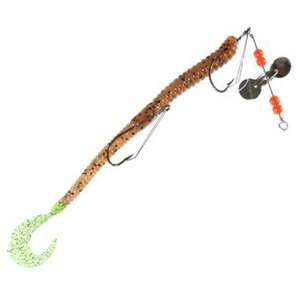Creme Pre-Rigged Curl Worm 6 Black/Blue Tail
