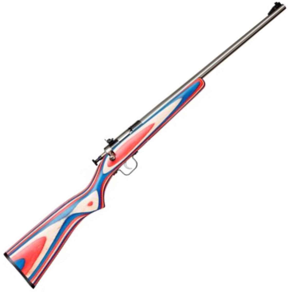 Crickett Red, White, & Blue Laminate Stock Stainless Compact Rifle - 22 Long Rifle - Red Crickett Red, White, & Blue Laminate Stock Stainless Compact Rifle - 22 Long Rifle - Red