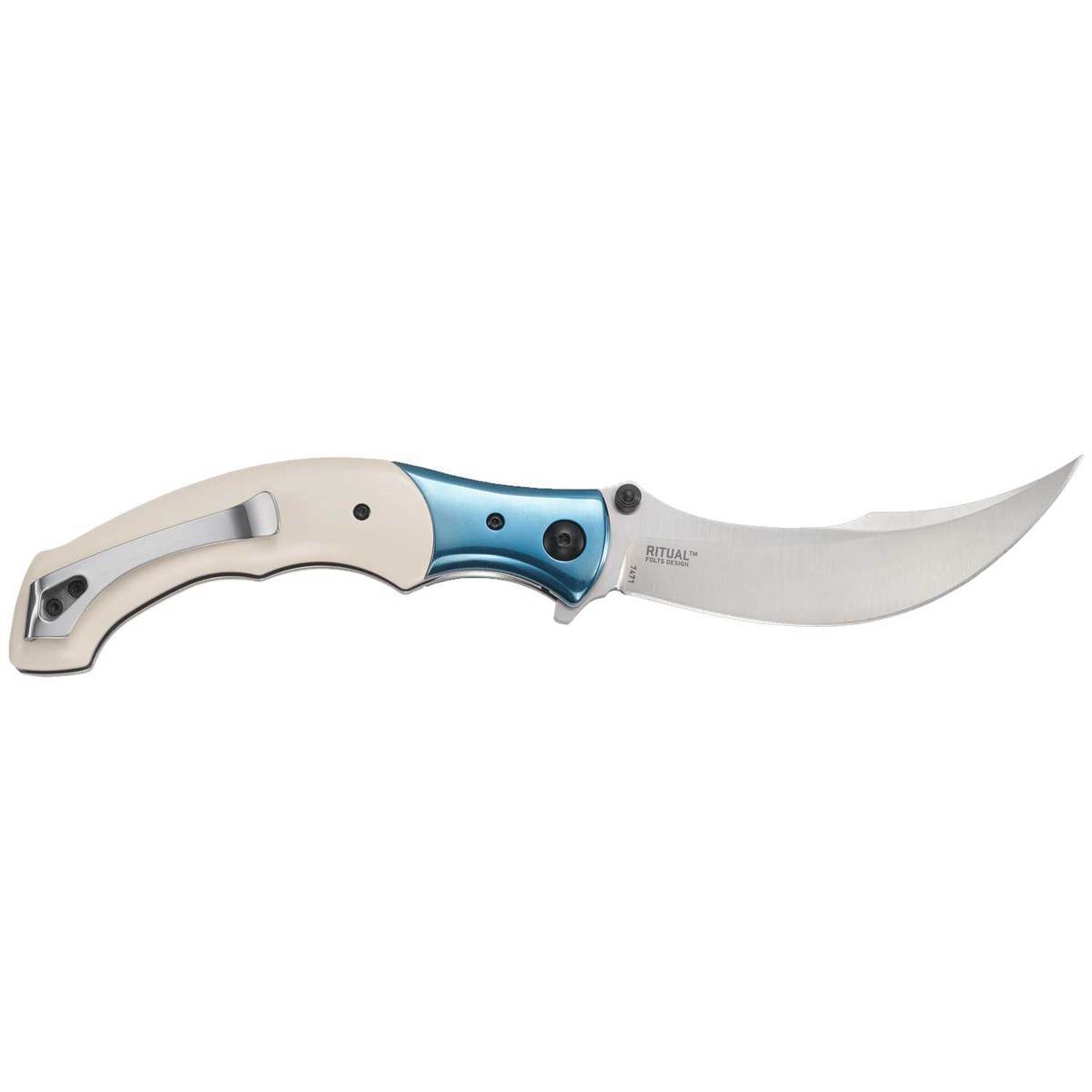 CRKT Ritual 4.37 inch Folding Knife - White/Blue | Sportsman's Warehouse