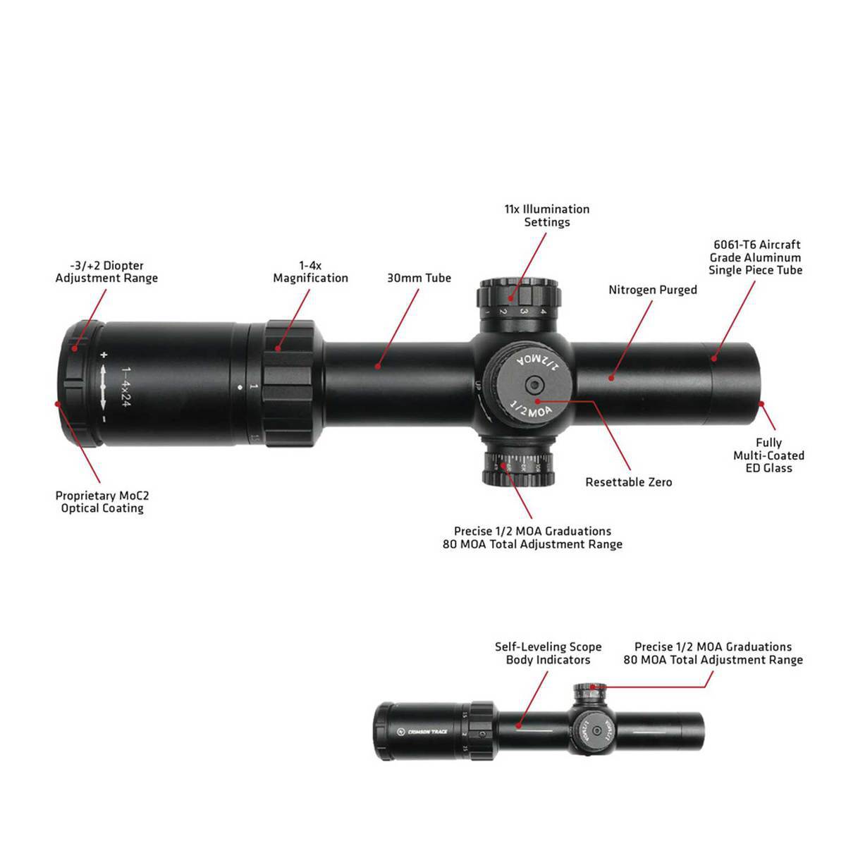 Crimson Trace 2-Series Tac 1-4X24mm Ill FFP SR4 MOA - Black Crimson Trace 2-Series Tac 1-4X24mm Ill FFP SR4 MOA - Black