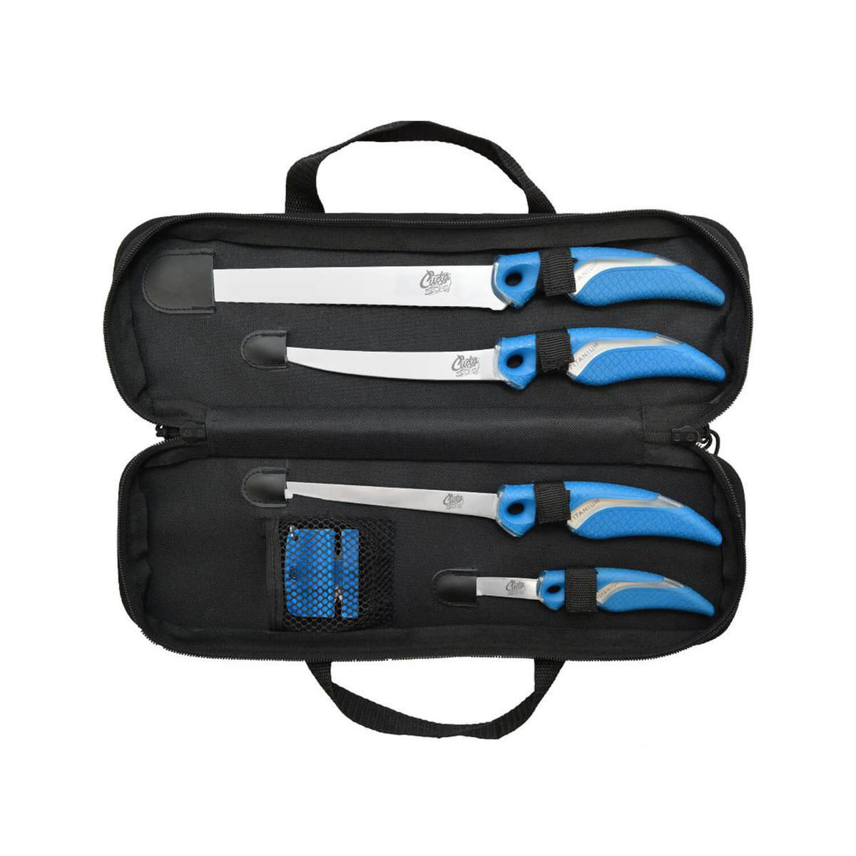 Cuda 6pc Blue Fillet Knife and Sharpener Set - Blue Cuda 6pc Blue Fillet Knife and Sharpener Set - Blue