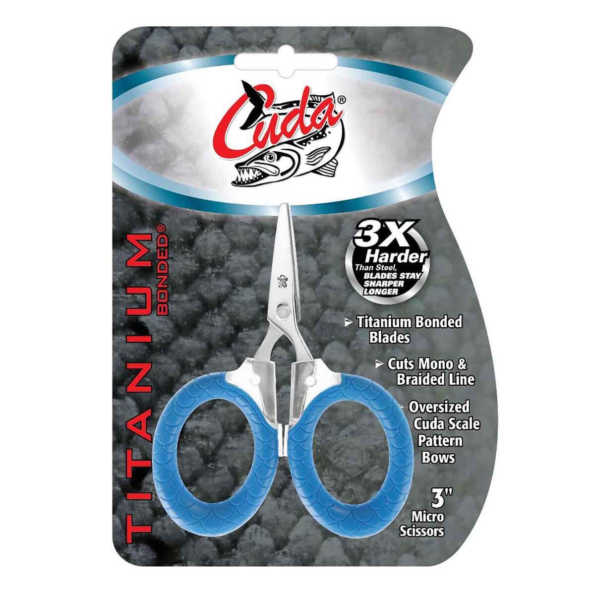 Cuda Titanium Bonded Micro Fishing Scissors - Blue, 3in - Blue 3in Cuda Titanium Bonded Micro Fishing Scissors - Blue, 3in - Blue 3in