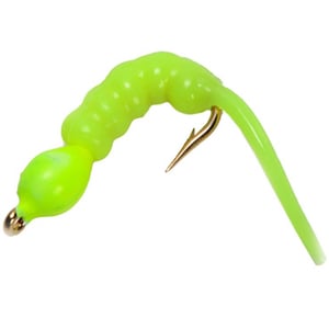Custom Jigs & Spins Shrimpo Ice Fishing Jig - Glow Chartreuse, 1/32oz