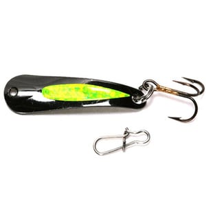 Custom Jigs & Spins Slender Spoon Ice Fishing Spoon - Black/Chartreuse, 1/16oz