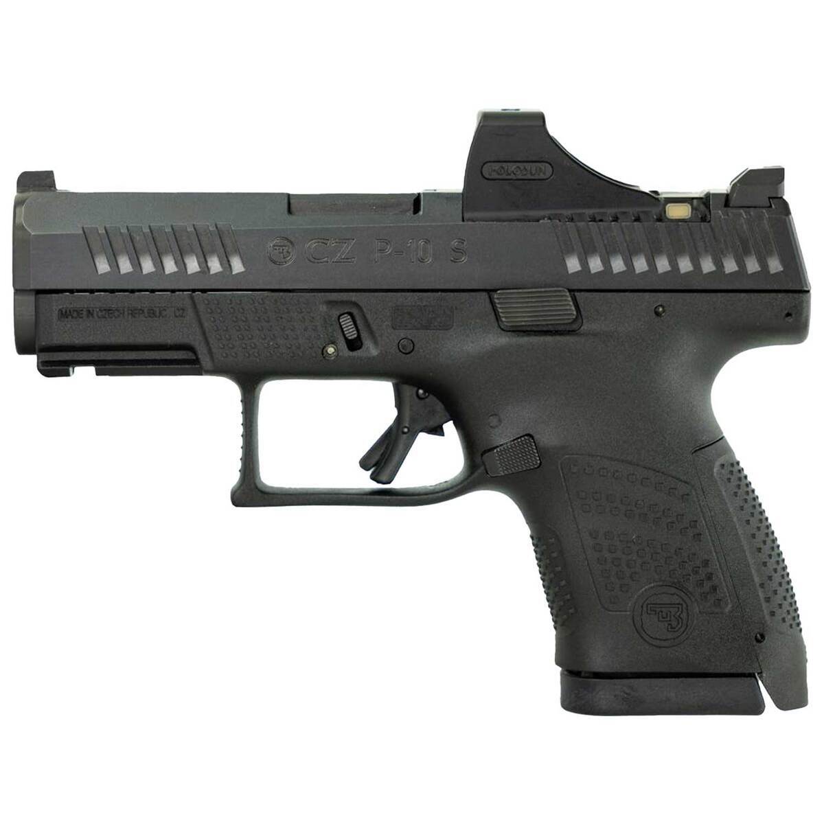 CZ USA P-10 S with Holosun SCS Green Dot Sight 9mm Luger 3.5in Black Nitride Pistol - 12+1 Rounds - Black CZ USA P-10 S with Holosun SCS Green Dot Sight 9mm Luger 3.5in Black Nitride Pistol - 12+1 Rounds - Black