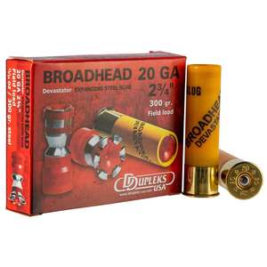 DDupleks USA Broadhead Devastator 20 Gauge 2-3/4in 11/16oz 300Gr Slug Shotshells - 5 Rounds