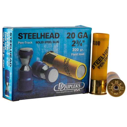DDupleks USA Steelhead Pen-Track 20 Gauge 2-3/4in 1-1/16oz 300Gr Slug Shotshells – 5 Rounds – Slug