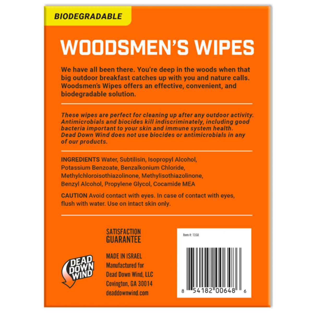 Dead Down Wind Base Camp Biodegradable Woodsmen's Wipes - 10 Count - Orange Dead Down Wind Base Camp Biodegradable Woodsmen's Wipes - 10 Count - Orange