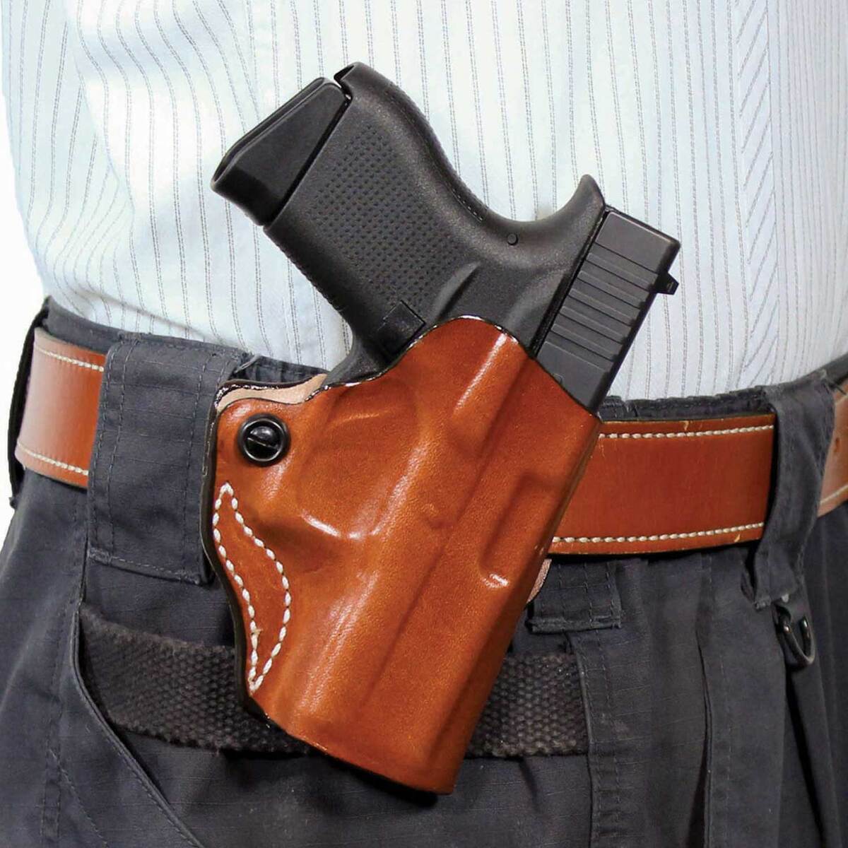 DeSantis Mini Scabbard Smith & Wesson M&P Shield 9/40 Over the Waistband Right Hand Holster - Tan - Tan DeSantis Mini Scabbard Smith & Wesson M&P Shield 9/40 Over the Waistband Right Hand Holster - Tan - Tan