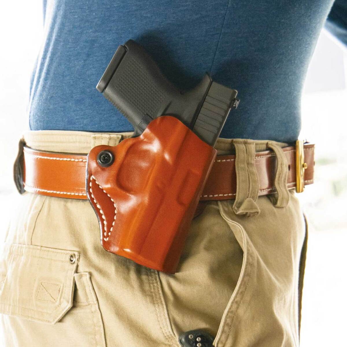 DeSantis Mini Scabbard Smith & Wesson M&P Shield 9/40 Over the Waistband Right Hand Holster - Tan - Tan DeSantis Mini Scabbard Smith & Wesson M&P Shield 9/40 Over the Waistband Right Hand Holster - Tan - Tan