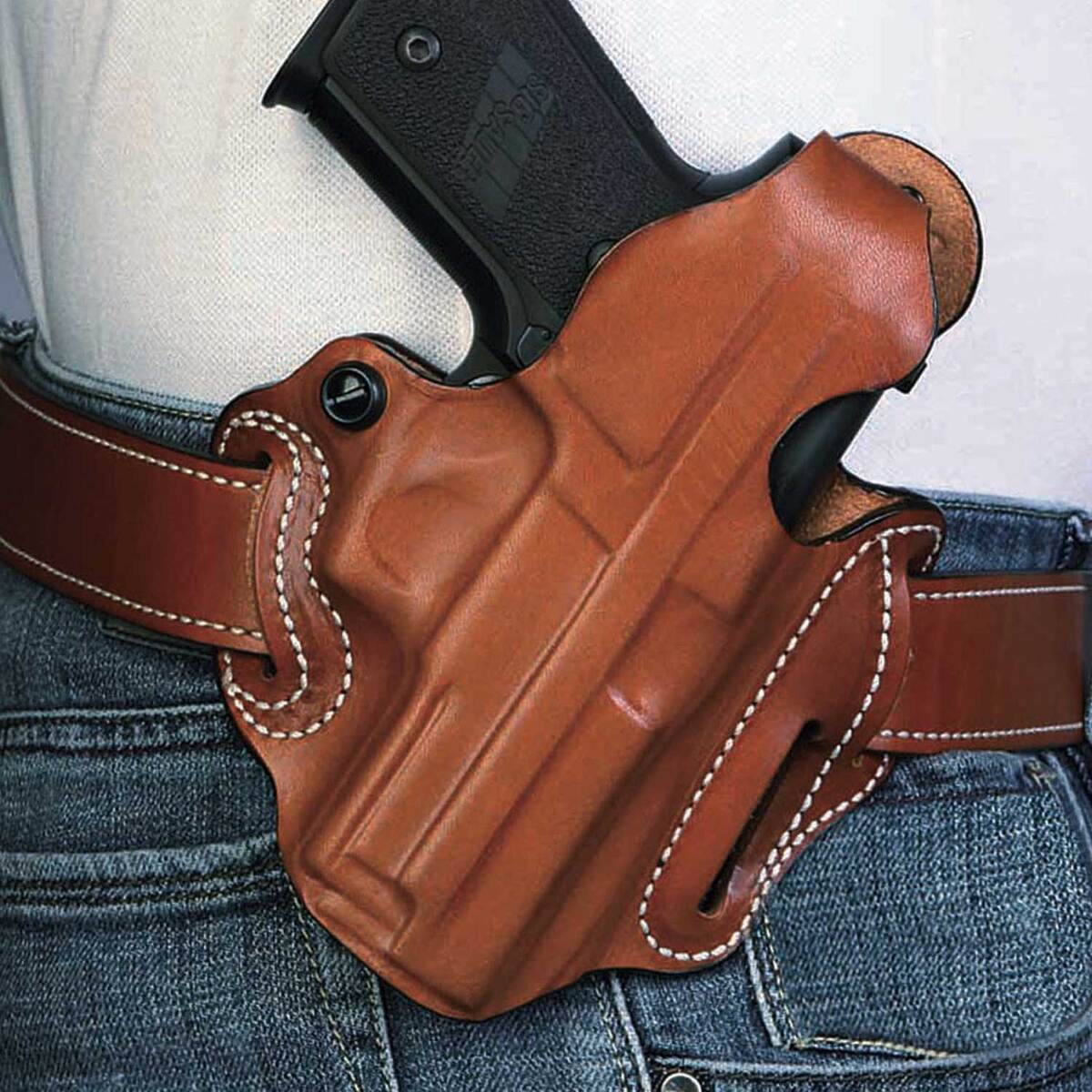 DeSantis Thumb Break Scabbard Glock 26 Outside the Waistband Right Hand Holster - Black DeSantis Thumb Break Scabbard Glock 26 Outside the Waistband Right Hand Holster - Black