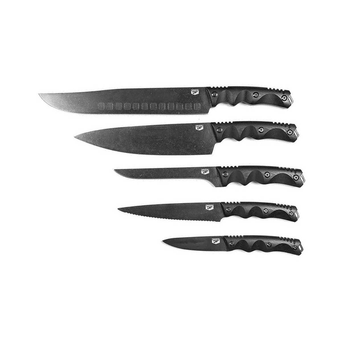 HUNTER.DUAL Black Kitchen Knife Set With Block 15 Piece