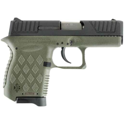 Diamondback DB9 9mm Luger 3in Black/OD Green Cerakote Pistol - 6+1 Rounds - Green - Diamondback Firearms