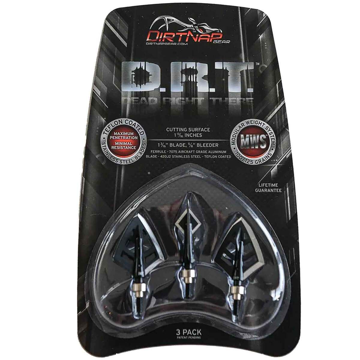 Dirt Nap Gear DRT Single Bevel 100/125gr Fixed Broadhead - 3 Pack Dirt Nap Gear DRT Single Bevel 100/125gr Fixed Broadhead - 3 Pack