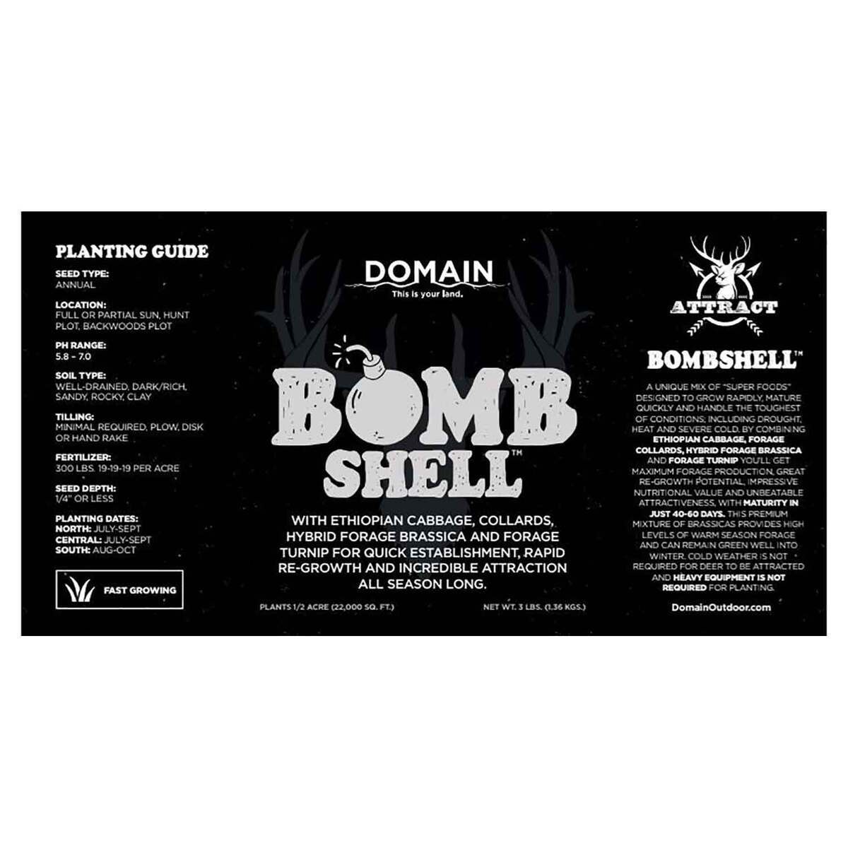 Domain Bombshell Food Plot Mix - 3lbs Domain Bombshell Food Plot Mix - 3lbs