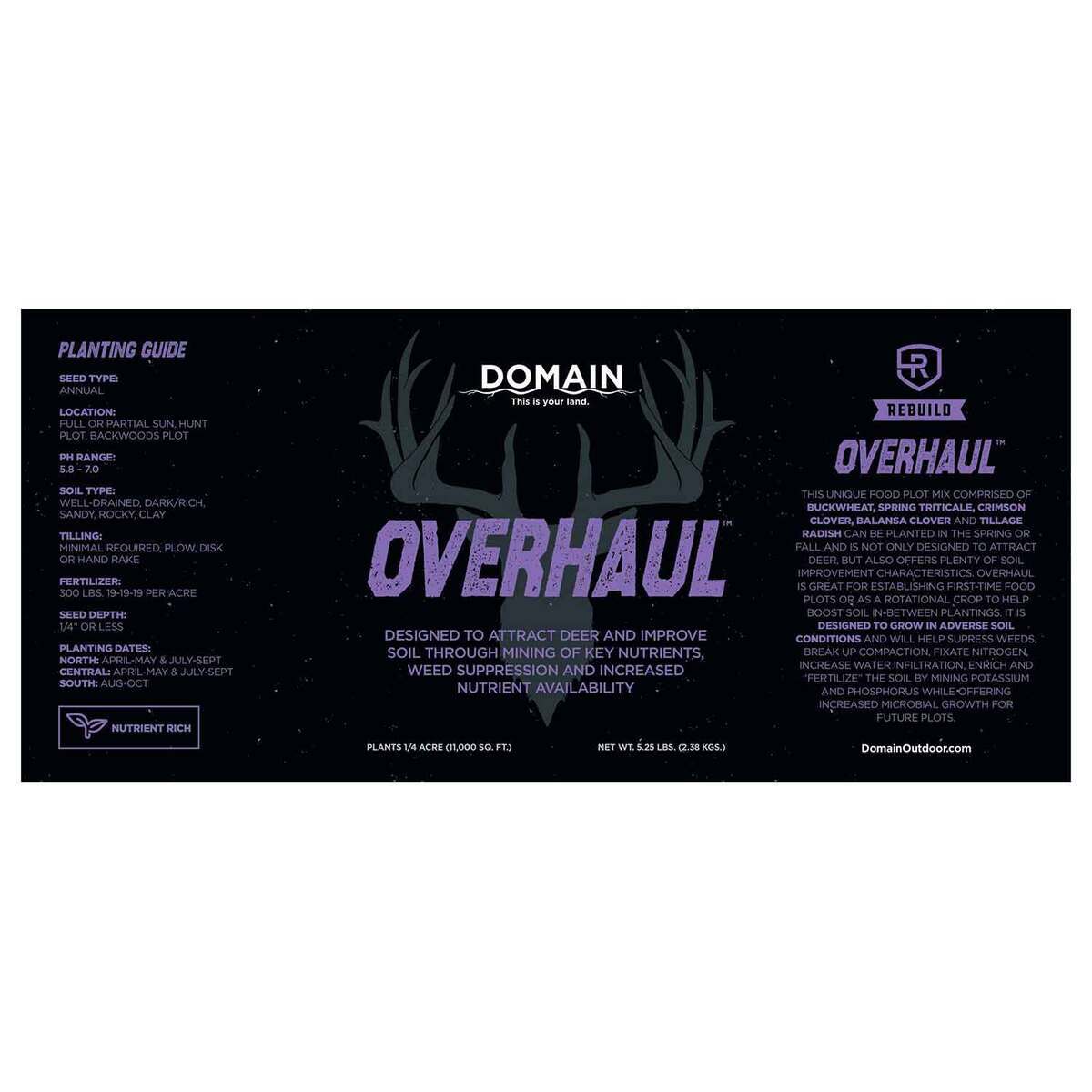 Domain Overhaul Food Plot Mix - 5.25lbs Domain Overhaul Food Plot Mix - 5.25lbs