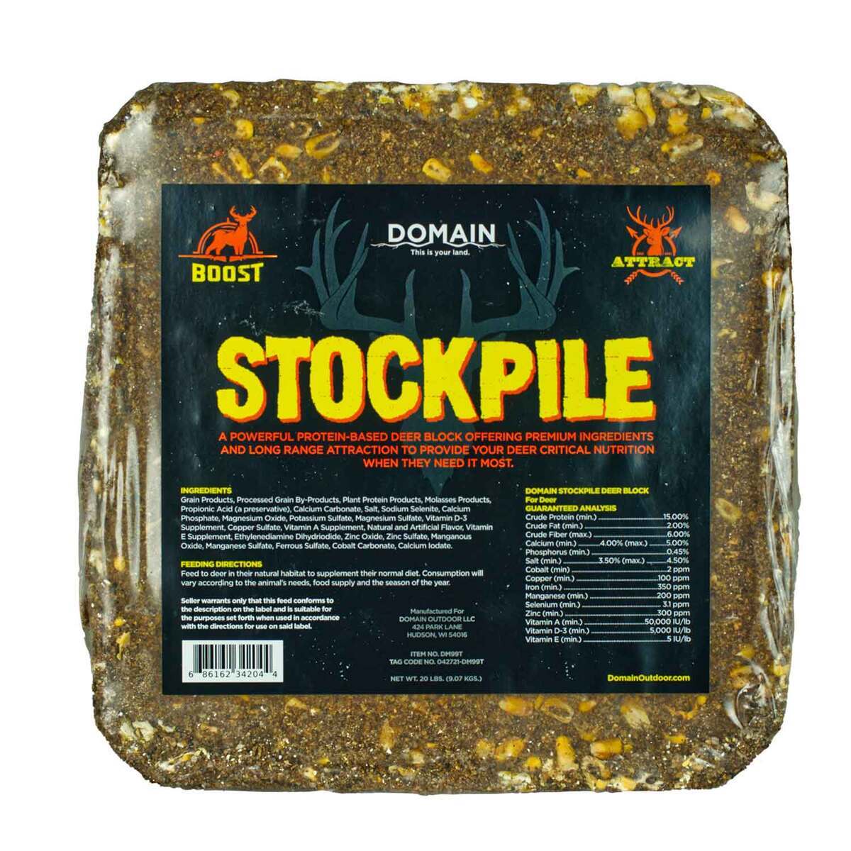Domain Stockpile Deer Block - 20lbs - 20lbs Domain Stockpile Deer Block - 20lbs - 20lbs
