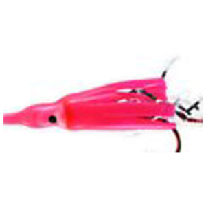 Double X Tackle Hoochies Rigged Squid - Pink Glow + UV with Flashabou Holo Skirt, 1-1/2in