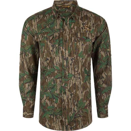 Drake Men’s Mossy Oak Greenleaf Wingshooter Trey Hunting Shirt – L