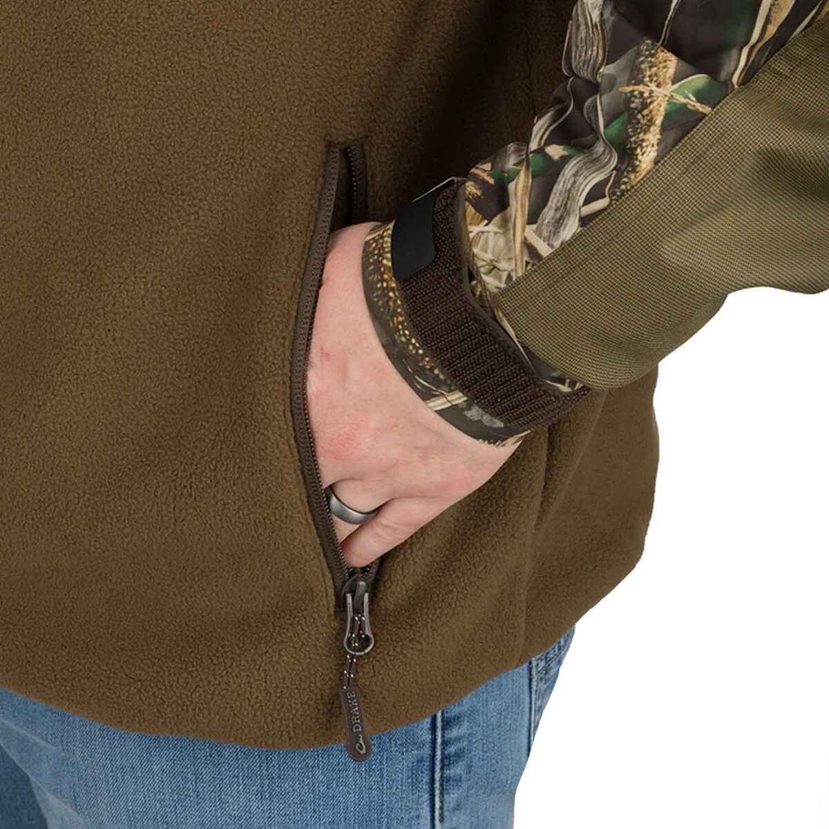 Drake Men's Mossy Oak Shadow Grass Habitat MST Guardian Eqwader Flex Fleece Hunting Jacket Drake Men's Mossy Oak Shadow Grass Habitat MST Guardian Eqwader Flex Fleece Hunting Jacket