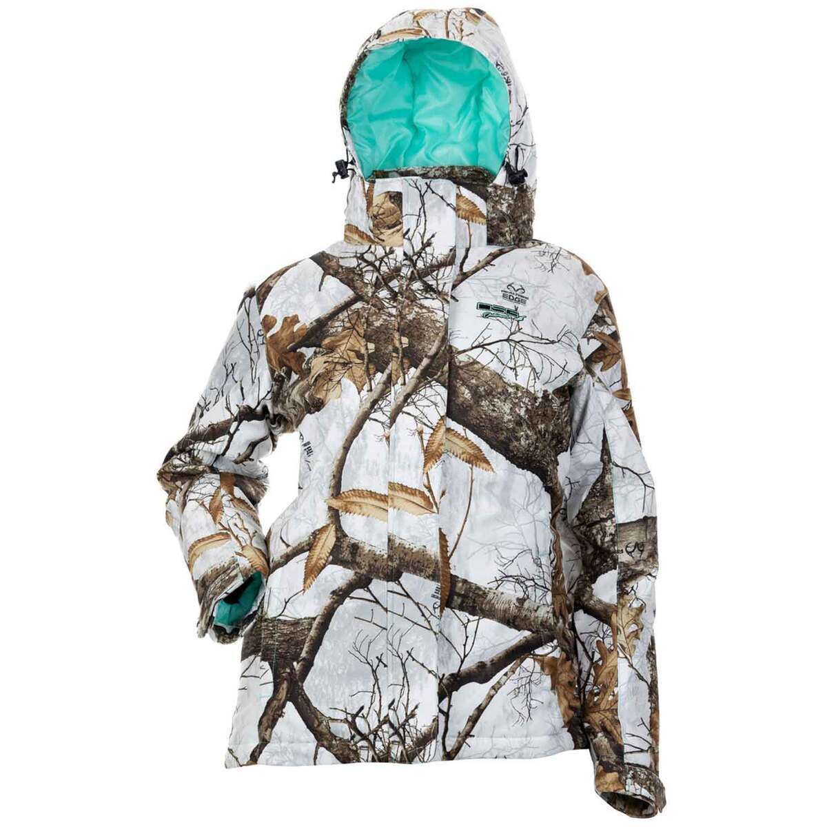 DSG Women's D-Tech Hinged Facemask - Realtree Edge Camo With Aqua Accents For Cold Weather