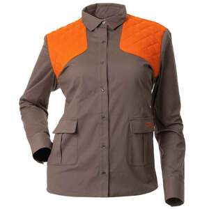 DSG Outerwear Women's Upland Button Down Long Sleeve Hunting Shirt - Blaze Orange/Stone - L