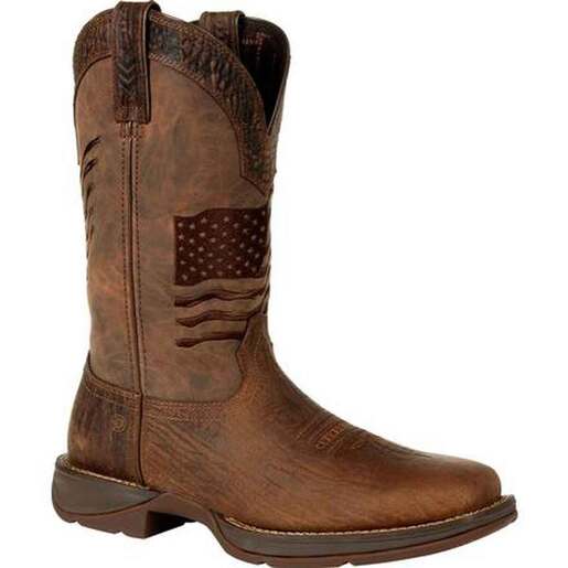 Durango Men's Rebel Distressed Flag Embroidery 12in Western Boots - Acorn 11.5 - Durango