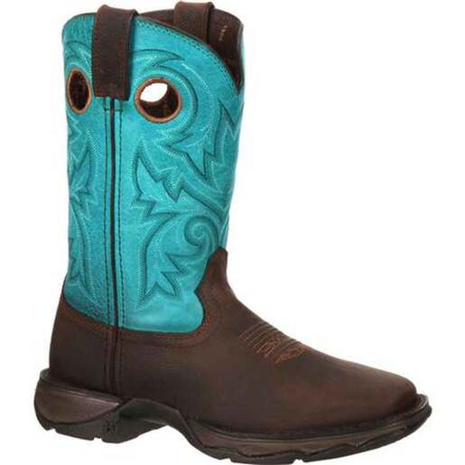 Durango Women's Rebel Work Steel Toe 10in Western Work Boots - Brown/Turquoise 8.5