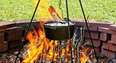 Dutch oven cooking over fire