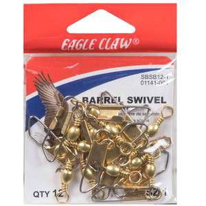 Eagle Claw 12 Pack Barrel Swivel w/Safety Snap - Brass Size 12