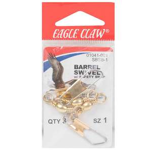 Eagle Claw 3 Pack Barrel Swivel w/Safety Snap