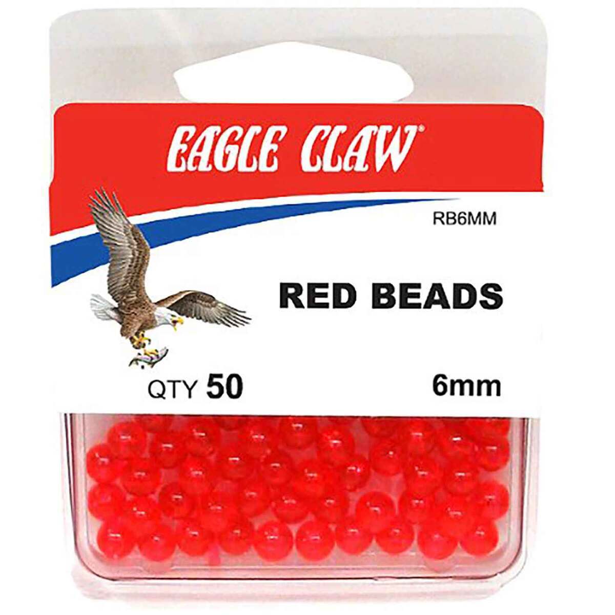 Eagle Claw 6mm Red Fishing Beads – 50 Pack - 50 ct