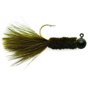 Eagle Claw Chenille Crappie Marabou Jig - Olive, 1/16oz, 6pk
